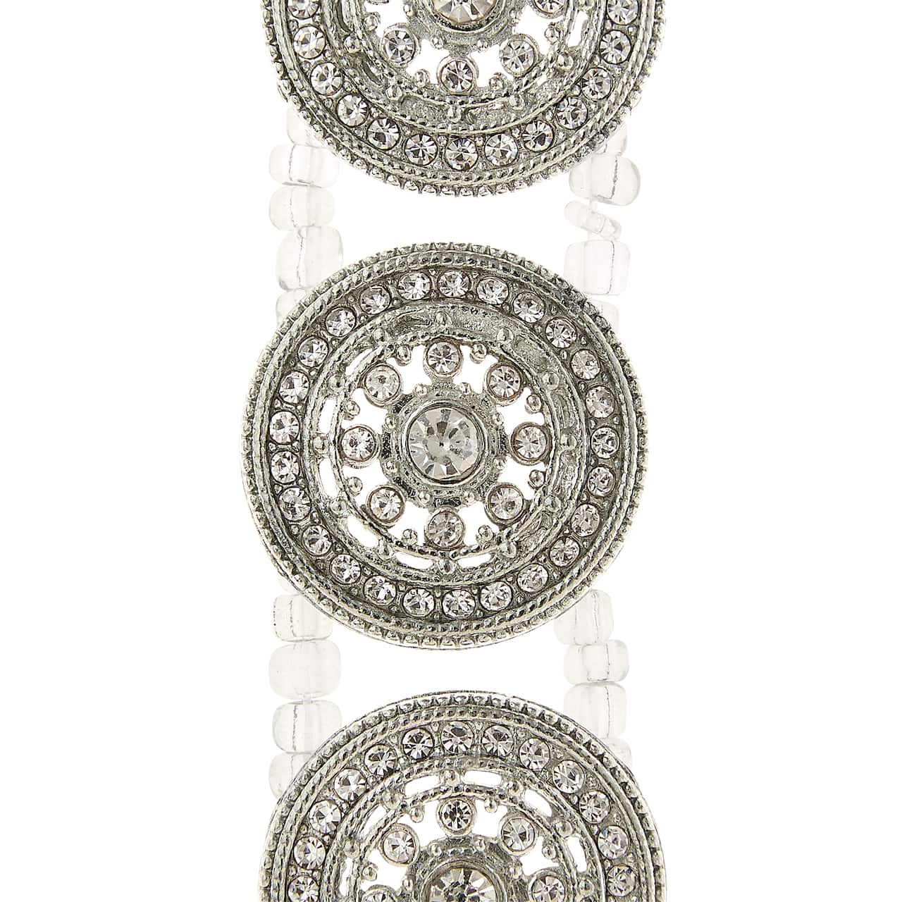 Rhodium with Clear Rhinestone Round Slider Beads, 23mm by Bead Landing™